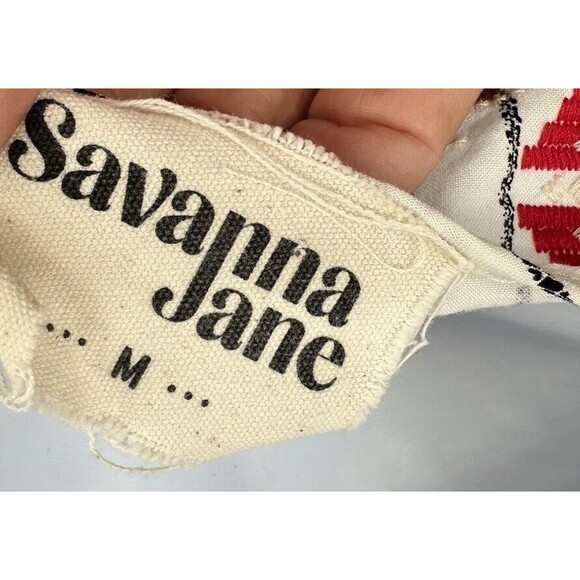Savanna Jane Embroidered Floral Peasant Tunic Top Women’s M Boho Striped - Picture 9 of 11